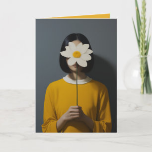 Woman Yellow Dress White Flower Invitation