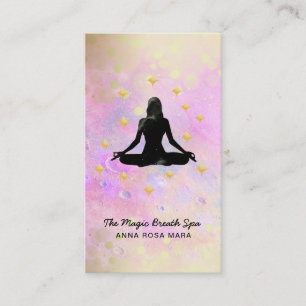 ** Woman Yoga Glitter Gold Meditation Mindfulness Business Card