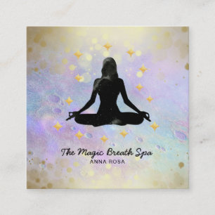 *~ Woman Yoga Gold Meditation  Mindfulness Glitter Square Business Card