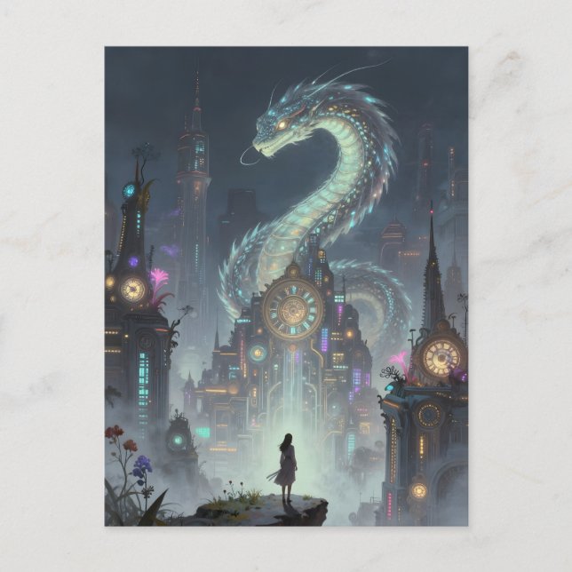  Womanon a Precipice Overlooking on Ancient City Postcard (Front)