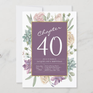 Woman's 40th Birthday Floral Surprise Party Invitation