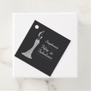 Woman's 50th Modern Silver Cocktail Dress Birthday Favour Tags