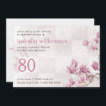 Woman's 80th Birthday Party | Mauve Magnolias Invitation<br><div class="desc">Woman's 80th Birthday Party | Mauve Magnolias custom invitation template. Woman's 80th birthday party chic, funky, modern, floral personalised custom invitations template. Women's elegant, personalised, eightieth / eighty / 80 years old birthday party celebration invites with beautiful, modern, colourful, hot pink, mauve grey / grey, and brown branch colours stylised...</div>