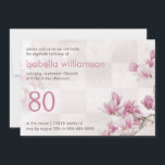 Woman's 80th Birthday Party | Mauve Magnolias Invitation<br><div class="desc">Woman's 80th Birthday Party | Mauve Magnolias custom invitation template. Woman's 80th birthday party chic, funky, modern, floral personalised custom invitations template. Women's elegant, personalised, eightieth / eighty / 80 years old birthday party celebration invites with beautiful, modern, colourful, hot pink, mauve grey / grey, and brown branch colours stylised...</div>
