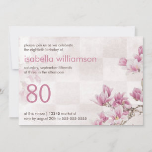 Woman's 80th Birthday Party Mauve Magnolias Invitation