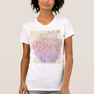 womans abstract apple drawing shirt