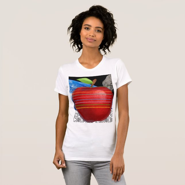 womans apple space heart shirt (Front Full)