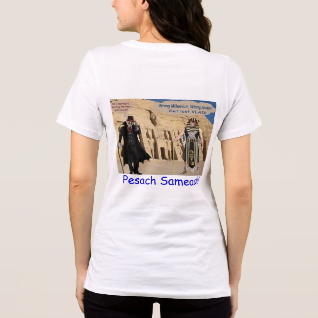 womans bella tee.  Happy Passover.  loris/monkey Tri-Blend Shirt (Back)