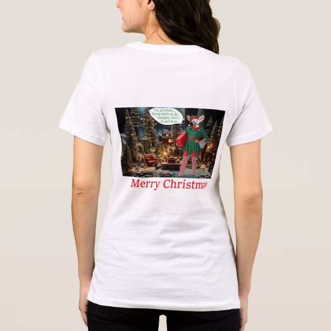 womans bella tee.  Merry Christmas.  fennec fox/ e Tri-Blend Shirt (Back)