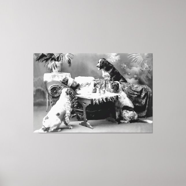 Woman's Best Friends Care for Her While Ill 1903 Canvas Print (Front)