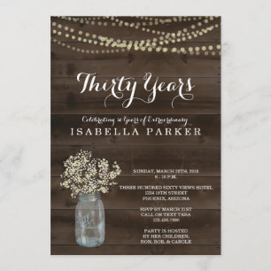 Woman's Birthday Invitation Rustic Babys Breath