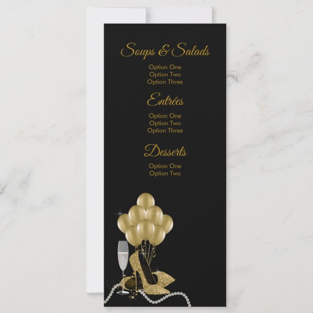 Womans Birthday Party Menu Programs Invitation (Front)