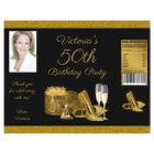 Womans Black Gold Birthday Party Chip Bag