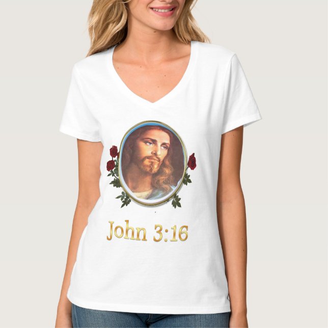 Womans Christian t-shirts John 3:16 (Front)