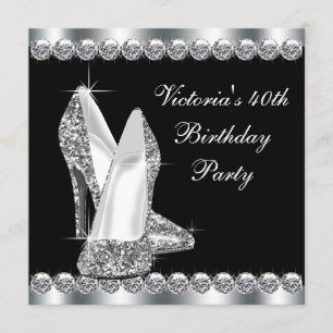 Womans Elegant Black Birthday Party Invitation