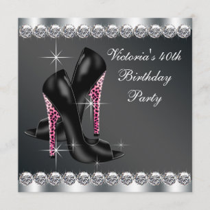 Womans Elegant Pink 40th Birthday Party Invitation