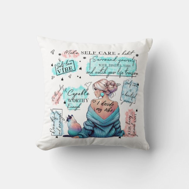 Woman's Empowerment Inspire Positive Affirmation Cushion (Front)