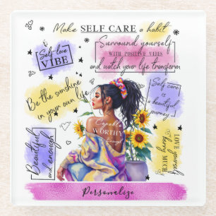Woman's Empowerment Inspire Positive Affirmation Glass Coaster