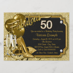 Womans Fabulous 50 Birthday Party Invitation