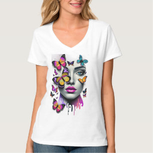 Womans face and butterflies, fantasy T-Shirt