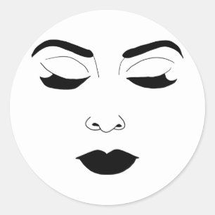 Womans Face Closed Eyes Makeup Beauty Art Classic Round Sticker