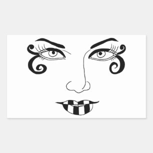 Womans Face fun eye Makeup Beauty Art Rectangular Sticker