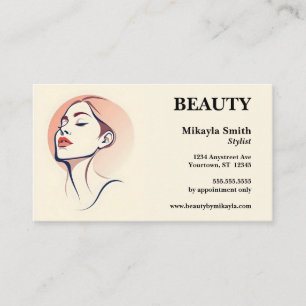 Woman's Face Hair Style Nails Beauty Business Card