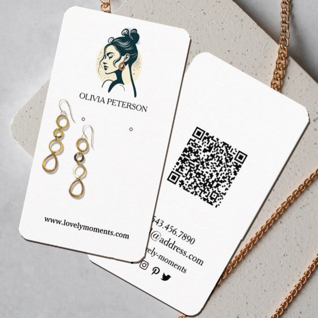 Woman's Face jewellery earring display card (Stunning watercolor earring display cards with a women`s face logo.Perfect for small business owners)