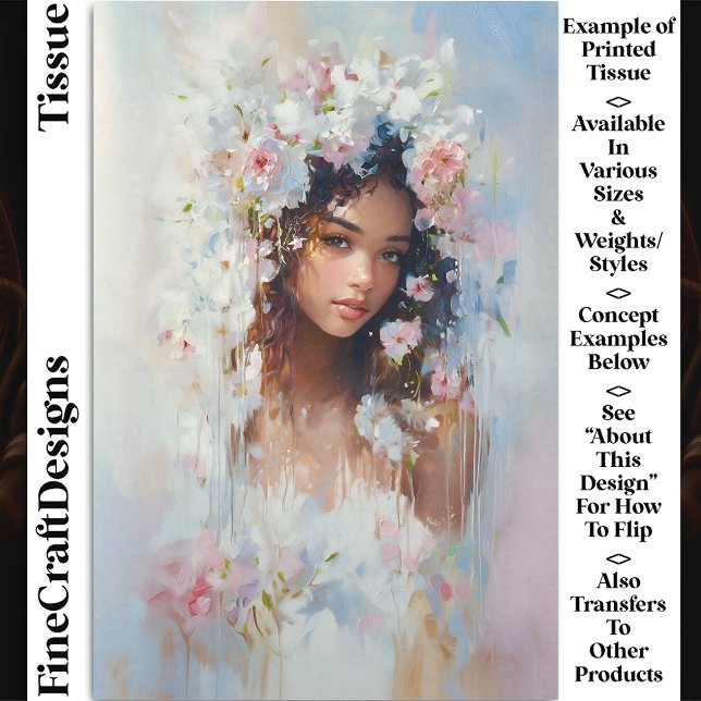 Womans Face Pastel Flowers Ethereal CX6R Decoupage Tissue Paper (Creator Uploaded)