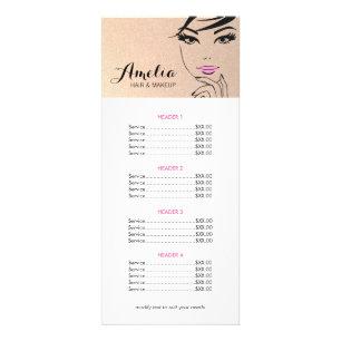 Woman's Face Salon & Spa Gold Price List Menu