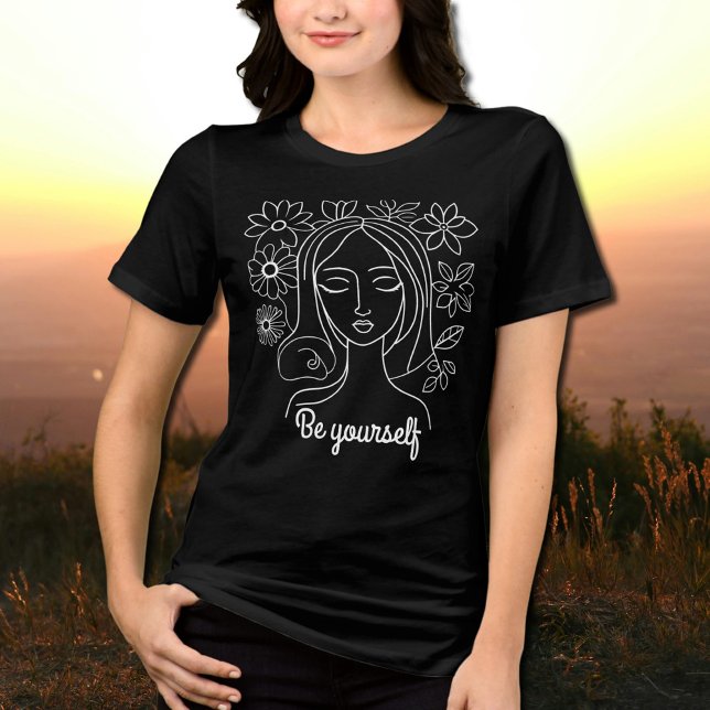 woman's face  with flowers - Be Yourself Tri-Blend Shirt (Creator Uploaded)