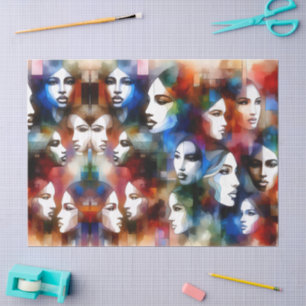womans faces abstract  Decoupage Tissue Paper