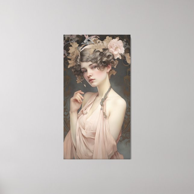 Woman's Femininity, Nouveau Art Canvas Print (Front)