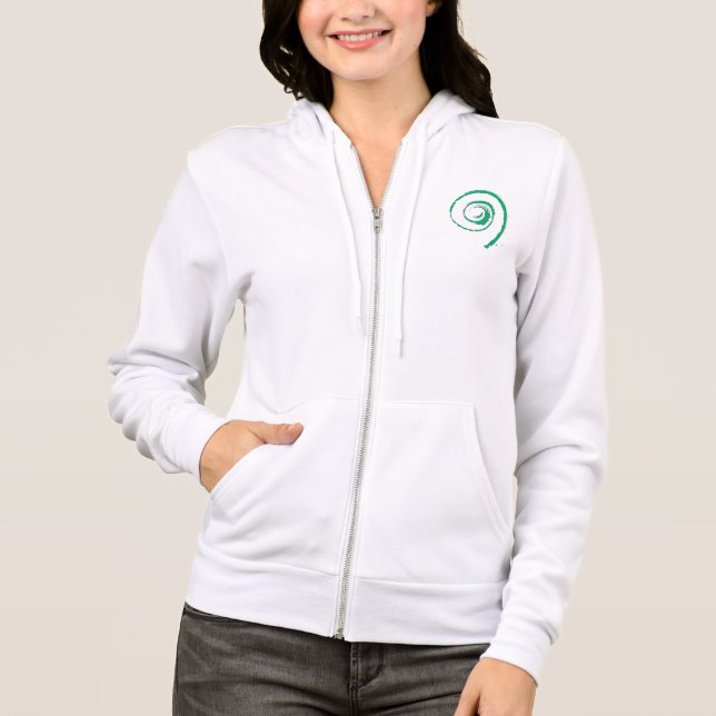Woman's Fleece with Zip and Hoodie, Green Twirl Hoodie (Front)