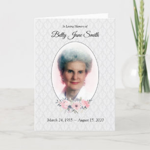 Woman's Funeral Program   Pink Floral Card
