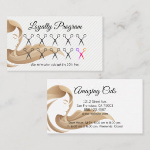 Woman's Hair   Salon Scissors   Loyalty Card