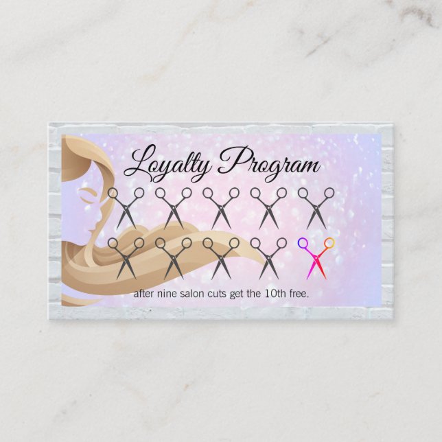 Woman's Hair | Scissors Punch Card | Brick Wall (Front)