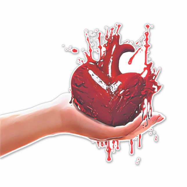 womans hand holding bloody Heart goth Art (Front)