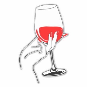 Womans hand holding wine glass art