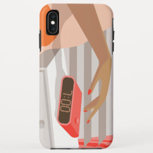 Womans hand pushing on alarm clock snooze button Case-Mate iPhone case