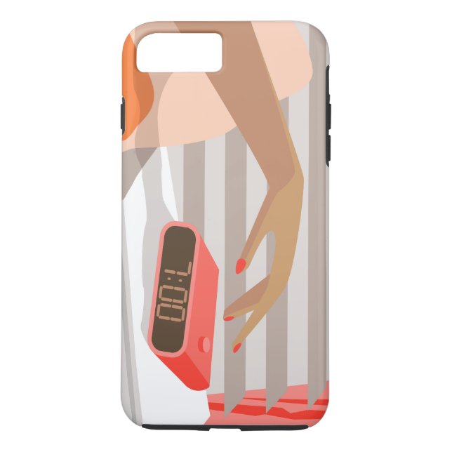 Womans hand pushing on alarm clock snooze button Case-Mate iPhone case (Back)