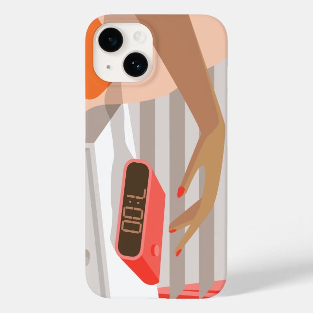 Womans hand pushing on alarm clock snooze button Case-Mate iPhone case (Back)