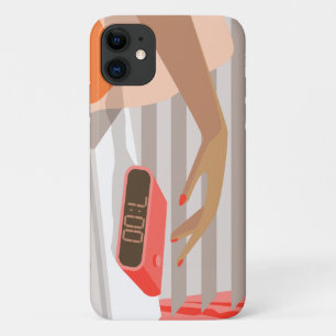 Womans hand pushing on alarm clock snooze button Case-Mate iPhone case