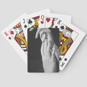 Womans Hands Playing Cards