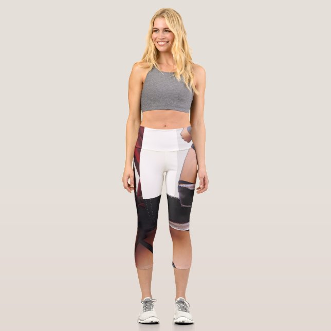 Woman's High Waisted Capris Gym Leggings  (Front)