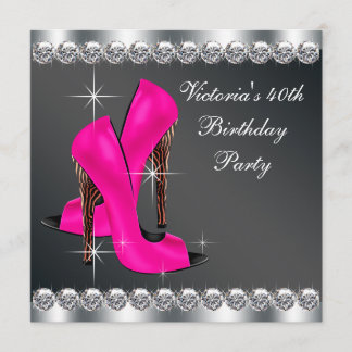 Womans Hot Pink Birthday Party Invitation
