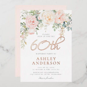 Womans Ivory & Blush 60th Birthday Party Rose Gold