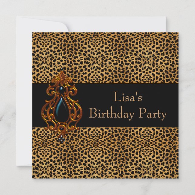 Womans Leopard  40th Birthday Party Invitation (Front)