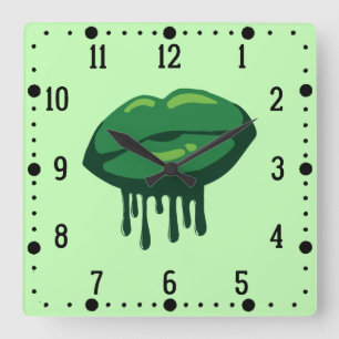 Woman's Lips St. Patrick's Day Design-66678 Square Wall Clock