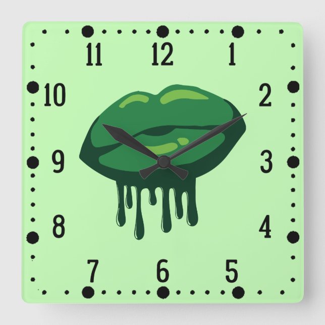 Woman's Lips St. Patrick's Day Design-66678 Square Wall Clock (Front)